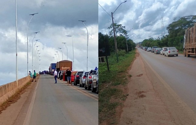 Homem ameaça pular da Ponte do Madeira e PRF fecha acesso na BR-319 em Porto Velho
