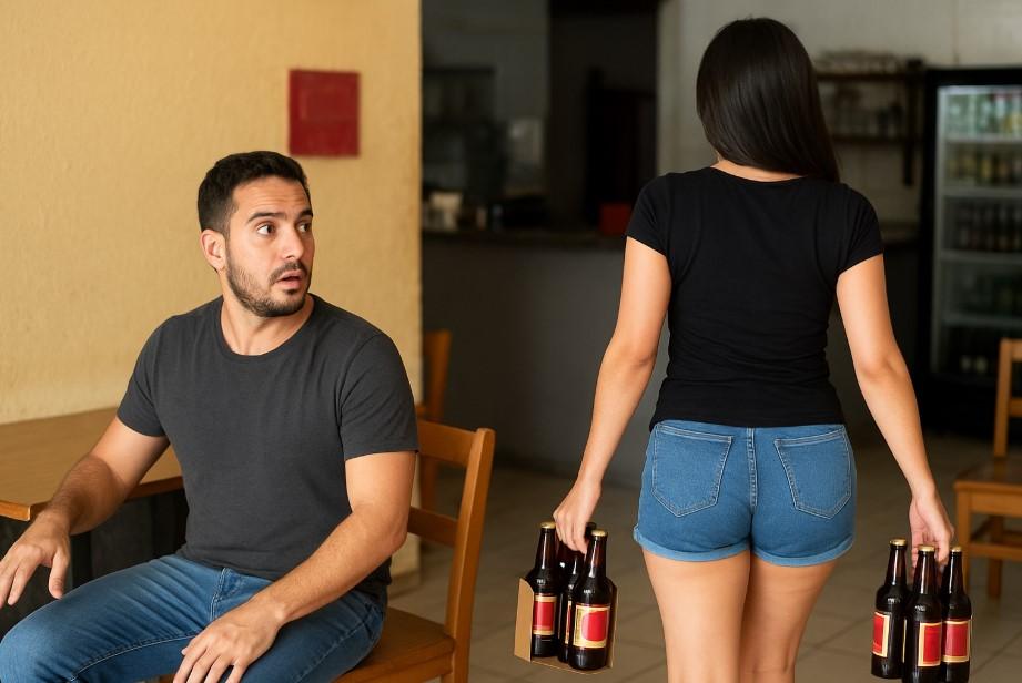 Homem é flagrado com mulher do job, não paga serviço, e moça foge levando cervejas em RO