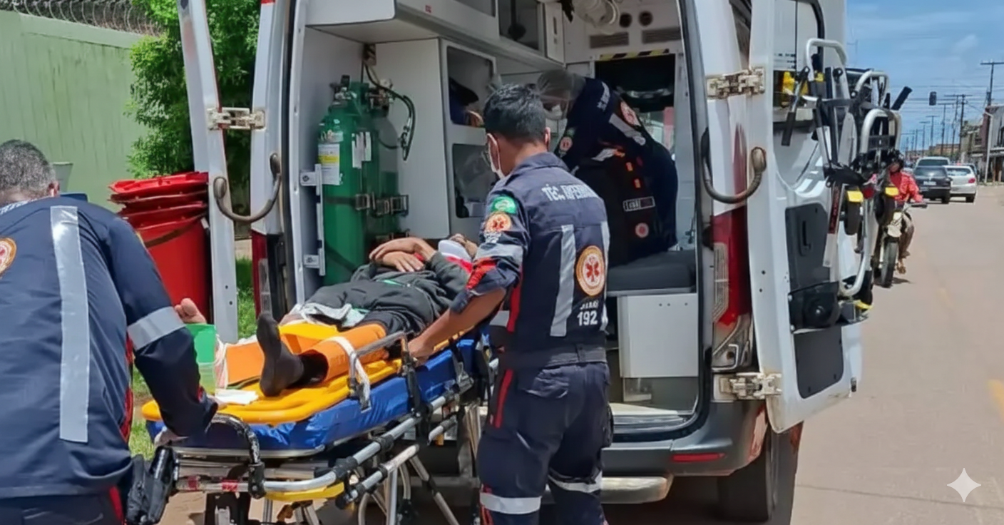 Motociclista sofre fratura exposta após idoso avançar preferencial na zona Leste