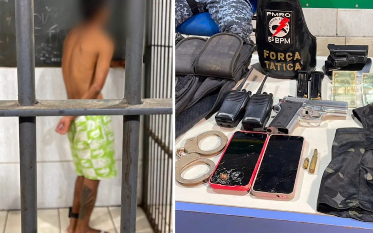 Suspeito de integrar facção é preso com arma e tenta subornar policiais com R$ 5 mil em Porto Velho