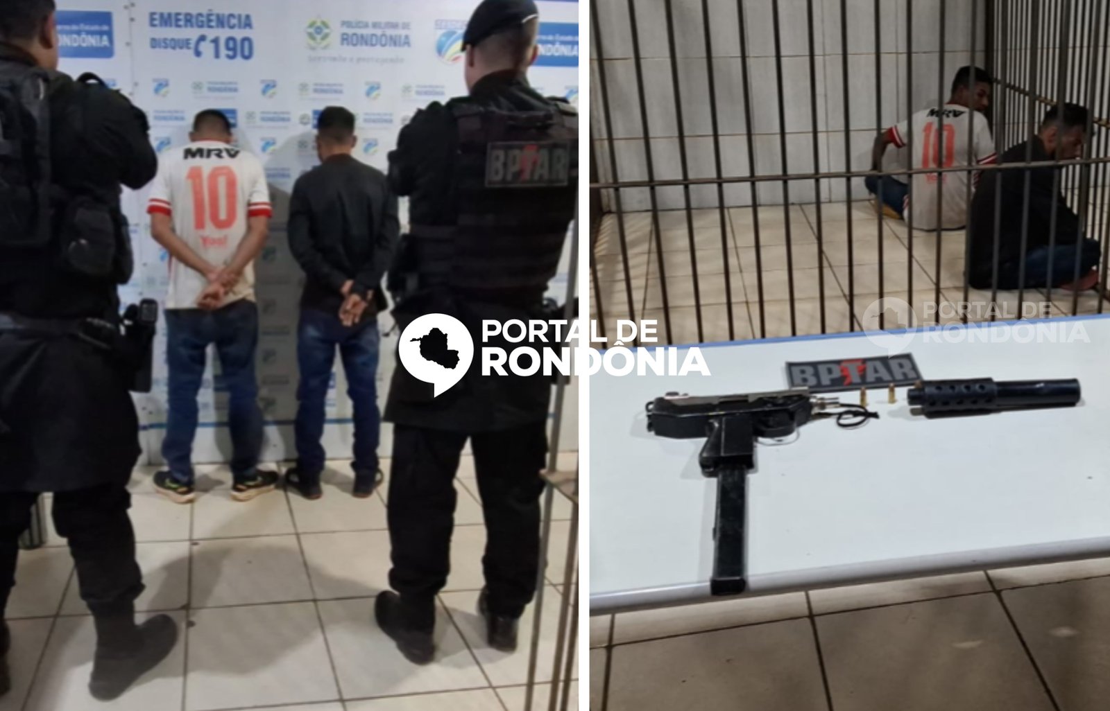 Dois suspeitos são presos pelo BPTAR com submetralhadora na zona leste